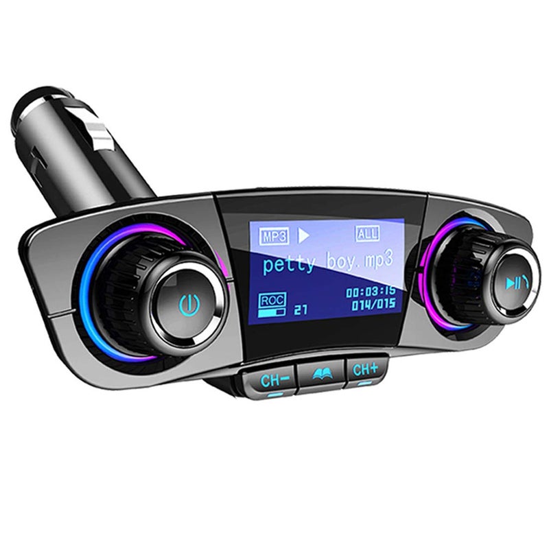 Jinserta Bluetooth FM Transmitter Handfrees-Calling Radio Adapter Car Kit with Dual USB Port MP3 Player Support TF Card USB Flash Drive - Image 1